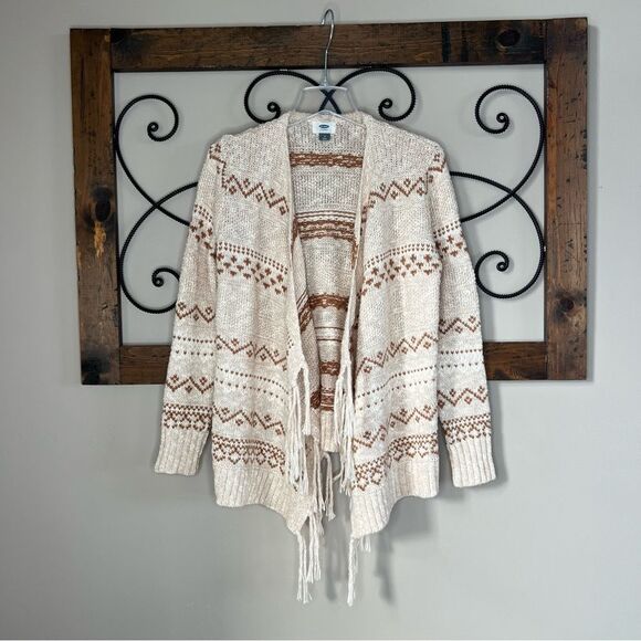 Old Navy Fringed Cotton Blend Southwestern Boho Waterfall Cardigan Sweater - Picture 4 of 14